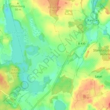 Mapa topográfico Schönweide, altitud, relieve