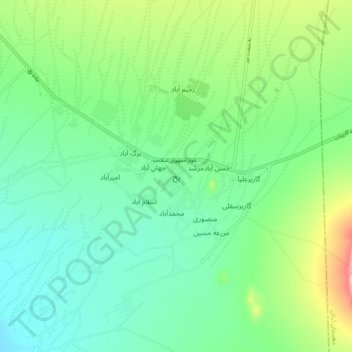 Mapa topográfico Bakh, altitud, relieve