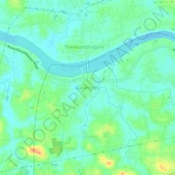 Mapa topográfico Marampilly, altitud, relieve