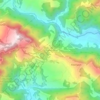 Mapa topográfico SaureBhanjyang, altitud, relieve
