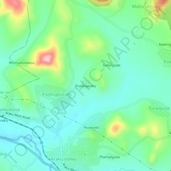 Mapa topográfico Pradhaputtu, altitud, relieve
