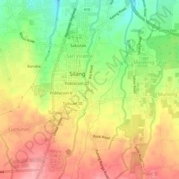 Mapa topográfico Iba, altitud, relieve