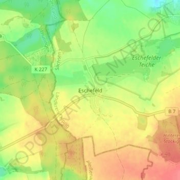 Mapa topográfico Eschefeld, altitud, relieve
