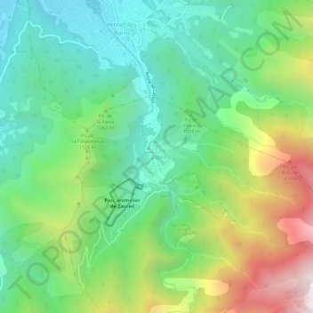 Mapa topográfico Casteil, altitud, relieve