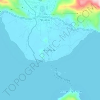Mapa topográfico Asei Besar, altitud, relieve