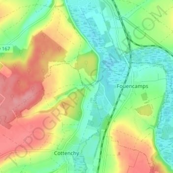 Mapa topográfico Le Paraclet, altitud, relieve