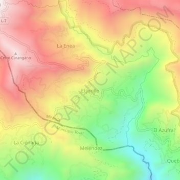 Mapa topográfico El Jarillo, altitud, relieve