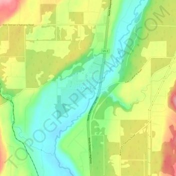 Mapa topográfico Chattaroy, altitud, relieve
