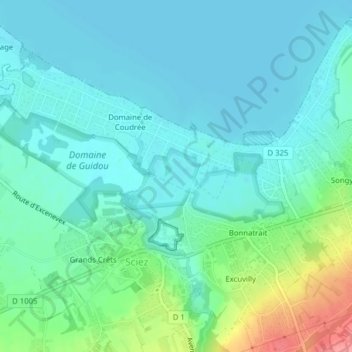 Mapa topográfico Coudrée, altitud, relieve
