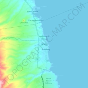Mapa topográfico Limay, altitud, relieve