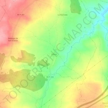 Mapa topográfico Cortos, altitud, relieve