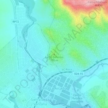 Mapa topográfico Cerro Ceferino, altitud, relieve