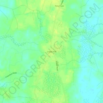 Mapa topográfico Lodge Hall, altitud, relieve
