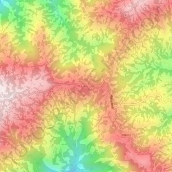 Mapa topográfico Fikkal, altitud, relieve