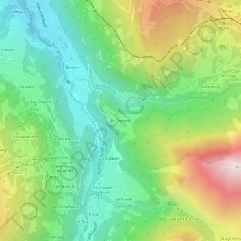 Mapa topográfico Le Champel, altitud, relieve