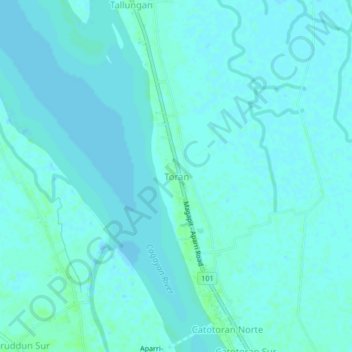 Mapa topográfico Toran, altitud, relieve
