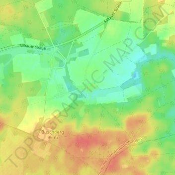 Mapa topográfico Ehlbeck, altitud, relieve