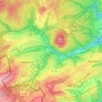 Mapa topográfico Ahrmühle, altitud, relieve