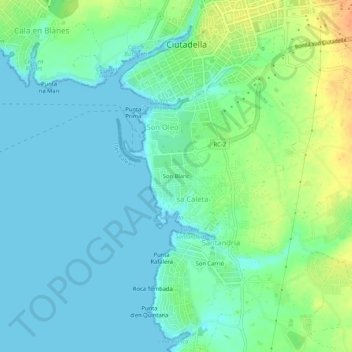 Mapa topográfico Son Blanc, altitud, relieve