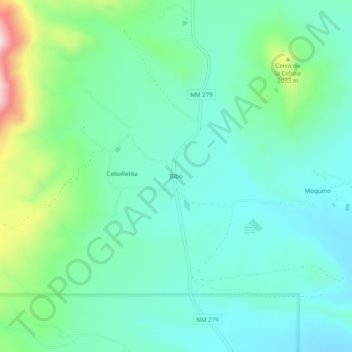 Mapa topográfico Bibo, altitud, relieve
