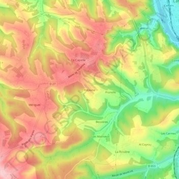 Mapa topográfico Fréjavise, altitud, relieve