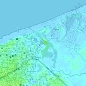 Mapa topográfico zonas verdes, altitud, relieve