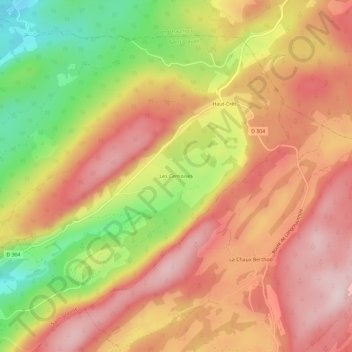 Mapa topográfico Les Cernoises, altitud, relieve