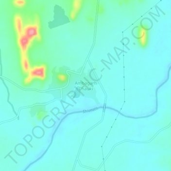Mapa topográfico Ambagarh Chauki, altitud, relieve