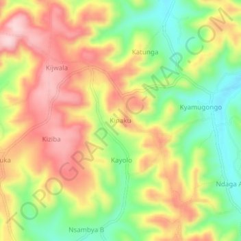 Mapa topográfico Kinaku, altitud, relieve
