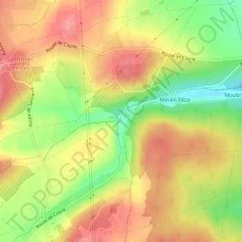 Mapa topográfico Moulin de Ville, altitud, relieve
