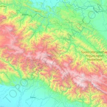 Mapa topográfico Distrik Kona, altitud, relieve