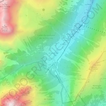 Mapa topográfico Le Couteray, altitud, relieve