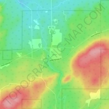Mapa topográfico Upson, altitud, relieve