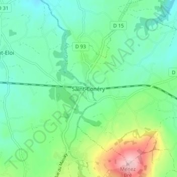 Mapa topográfico Saint-Conéry, altitud, relieve