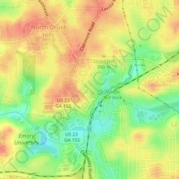 Mapa topográfico Mason Mill Park, altitud, relieve