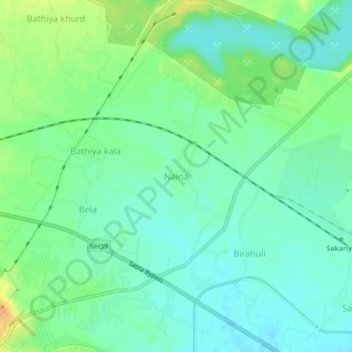 Mapa topográfico Naina, altitud, relieve