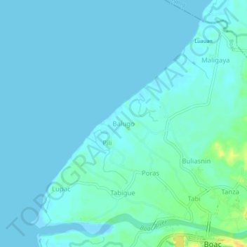 Mapa topográfico Balugo, altitud, relieve
