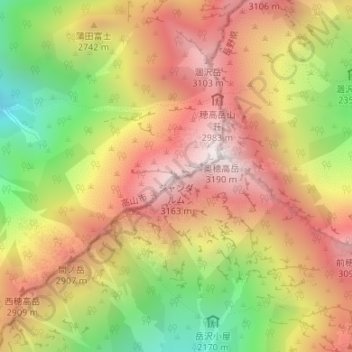 Mapa topográfico Gendarme, altitud, relieve