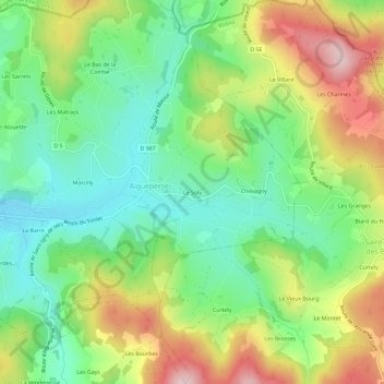 Mapa topográfico Le Soly, altitud, relieve