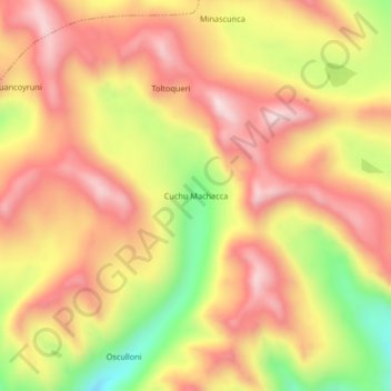 Mapa topográfico Cuchu Machacca, altitud, relieve