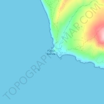 Mapa topográfico Punta Bianca, altitud, relieve
