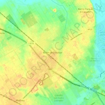 Mapa topográfico Belén de Escobar, altitud, relieve