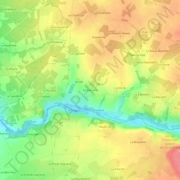 Mapa topográfico La Garnière, altitud, relieve
