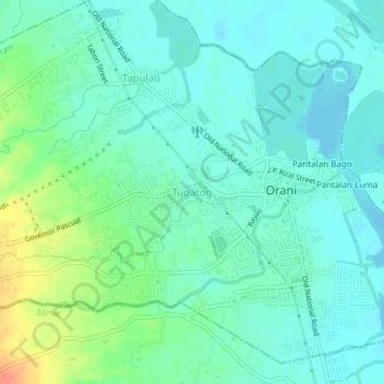 Mapa topográfico Tugatog, altitud, relieve