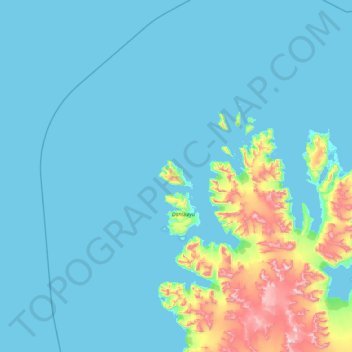 Mapa topográfico Amsterdamøya, altitud, relieve