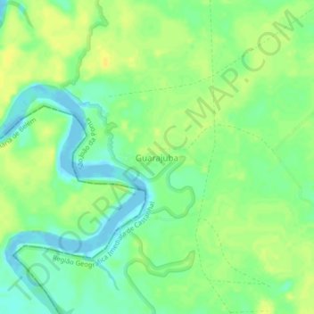 Mapa topográfico Guarajuba, altitud, relieve