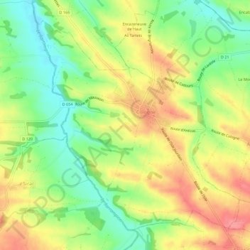 Mapa topográfico A Marsanne, altitud, relieve