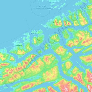 Mapa topográfico Aspøya, altitud, relieve