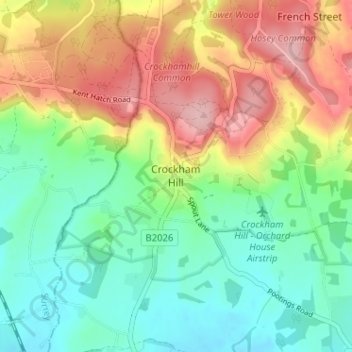 Mapa topográfico Crockham Hill, altitud, relieve