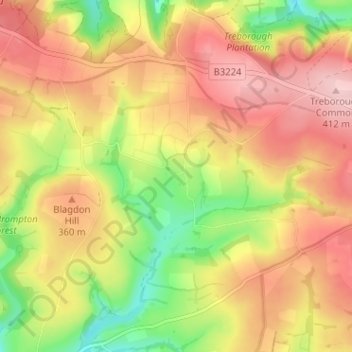 Mapa topográfico Withiel Florey, altitud, relieve